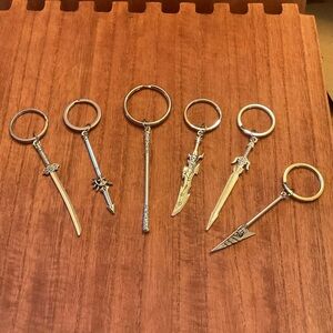 Lot of 6 handmade sword keychains